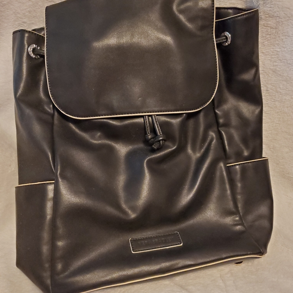 Vera Bradley Faux Leather Drawstring Backpack Black